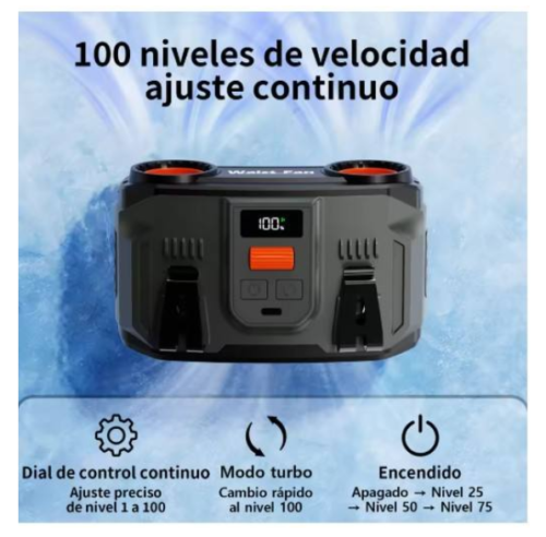Portable 24000mAh Waist Fan (100-Speed, 20000RPM Dual Motors)