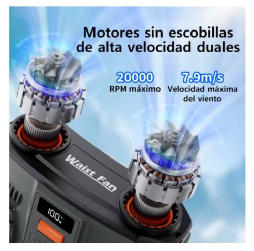 Portable 24000mAh Waist Fan (100-Speed, 20000RPM Dual Motors)