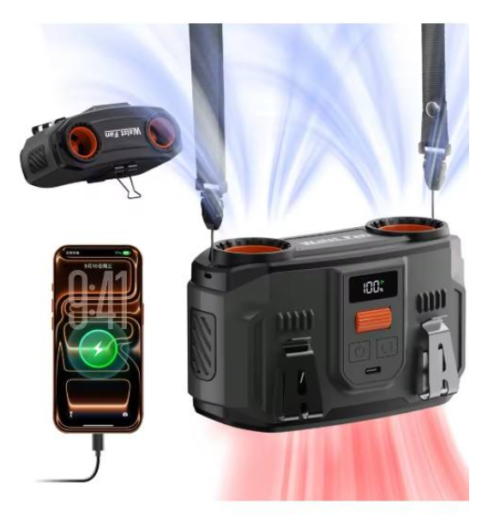 Portable 24000mAh Waist Fan (100-Speed, 20000RPM Dual Motors)