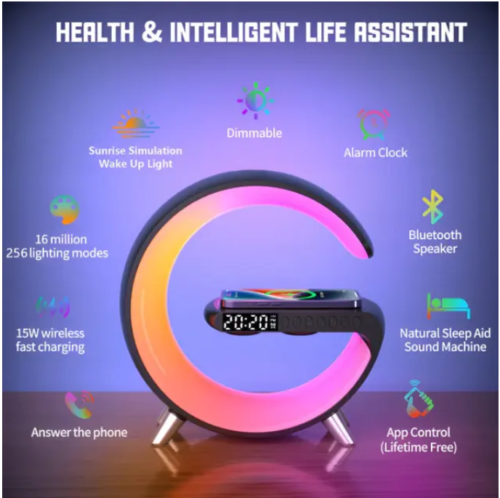4-in-1 Bluetooth Speaker Alarm Clock with Wireless Charger