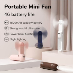 JISULIFE Portable Fan Mini Handheld Fan USB 4800mAh Recharge Small Pocket Fan