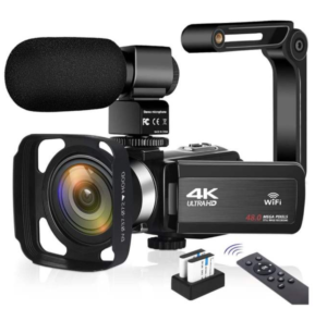 4K 48MP WiFi Camcorder with Microphone