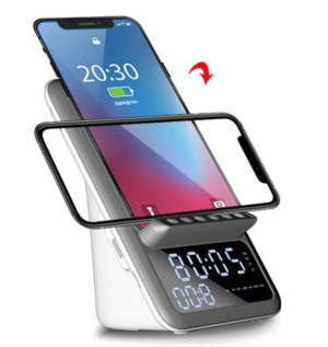 BT512 Bluetooth Alarm Clock Speaker with Wireless Charging Station
