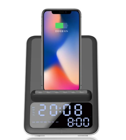 BT512 Bluetooth Alarm Clock Speaker with Wireless Charging Station