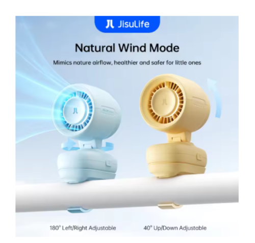 JISULIFE Portable Baby Stroller Fan with Night Light