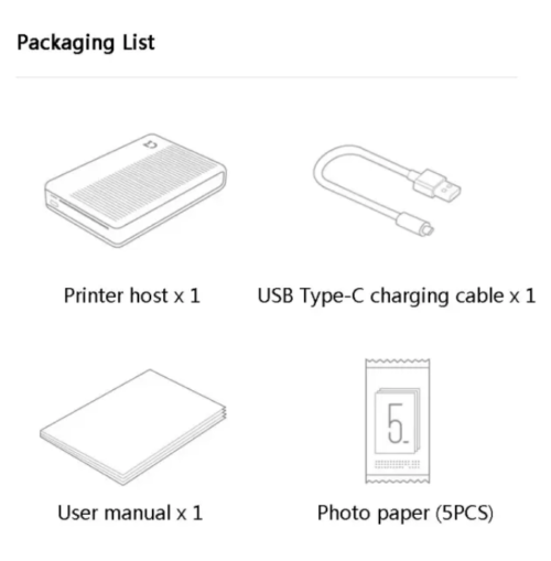 Xiaomi Pocket Photo Thermal Printer 1S Bluetooth Mini Wireless Ink-less Sticker