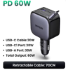 UGREEN 145W Car Charger with Retractable USB-C Cable