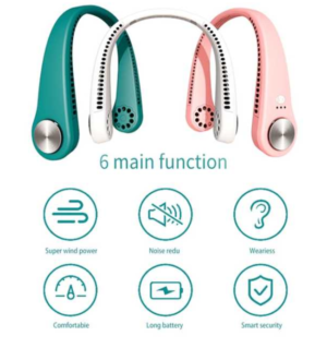 Portable Bladeless Neckband Fan, USB Rechargeable Hands-Free Cooler