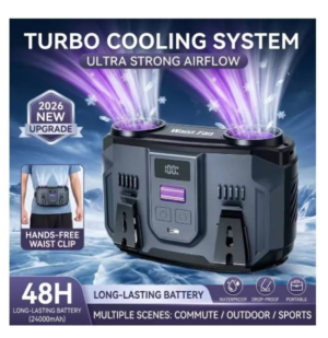 Portable 24000mAh Waist Fan (100-Speed, 20000RPM Dual Motors)
