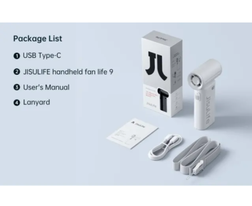 JISULIFE Portable Handheld Fan Life9 5000mAH