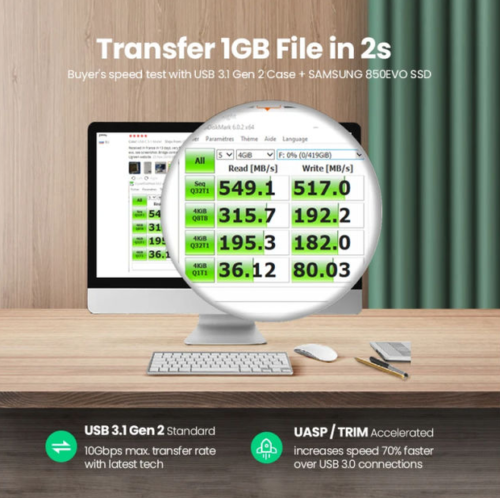 UGREEN 2.5 Inch SATA HDD SSD Enclosure USB-C 6Gbps