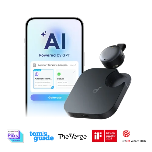 Anker soundcore Work | Coin-Sized Wearable AI Note Taker / Voice Recorder