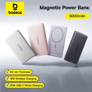 Baseus 5000mAh Magnetic Power Bank 15W Wireless 20W Wired Charging Thin Card-Sized Slim Portable Charger