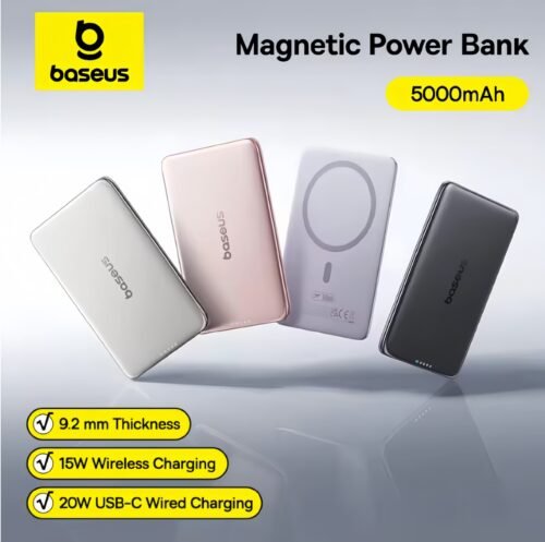 1 Baseus 5000mAh Magnetic Power Bank 15W Wireless 20W Wired Charging Thin Card-Sized Slim Portable Charger