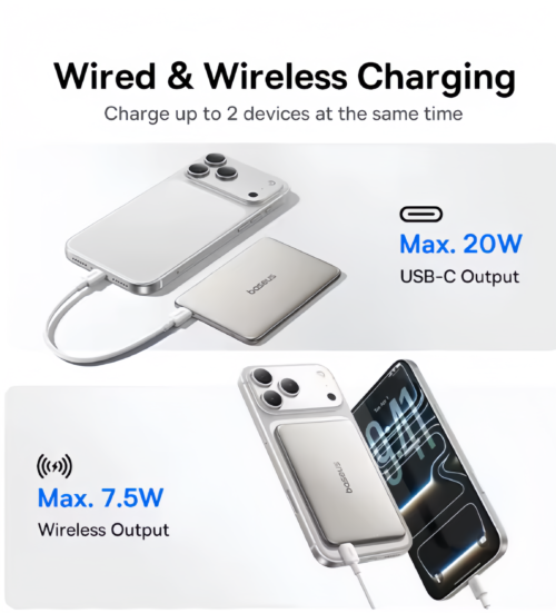 10 Baseus 5000mAh Magnetic Power Bank 15W Wireless 20W Wired Charging Thin Card-Sized Slim Portable Charger