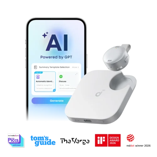 Anker soundcore Work | Coin-Sized Wearable AI Note Taker / Voice Recorder