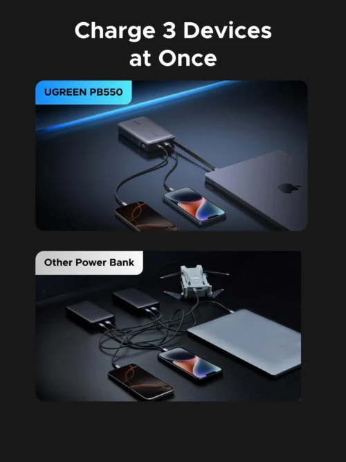 12 UGREEN 20000mAh Built-in USB-C Cable Power Bank 67W Fast Charge Laptop Battery 21700 Cells PB556/PB551 Portable Charger
