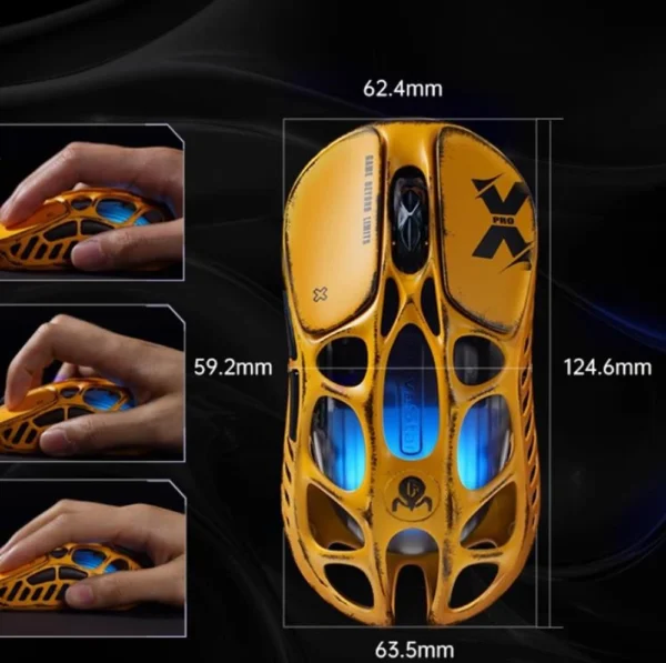 GravaStar MERCURY X Pro Bluetooth RGB Gaming Mouse 32000DPI + 8k Receiver Yellow