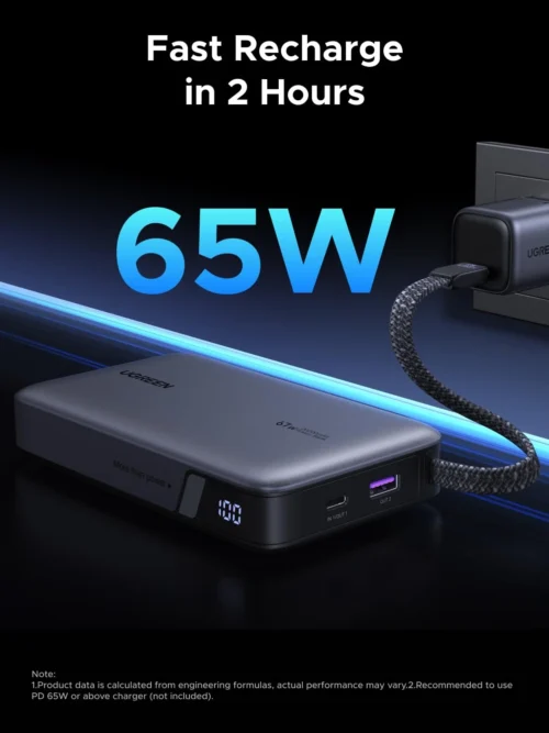 13 UGREEN 20000mAh Built-in USB-C Cable Power Bank 67W Fast Charge Laptop Battery 21700 Cells PB556/PB551 Portable Charger
