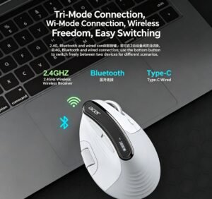 Acer Tri-Mode Silent Rechargeable Ergonomic Wireless Vertical Mouse