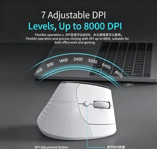Acer Tri-Mode Silent Rechargeable Ergonomic Wireless Vertical Mouse