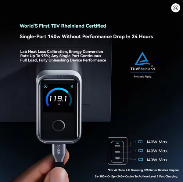 Anker Prime 160W Charger PD3.1 Fast Charging Phone Charger