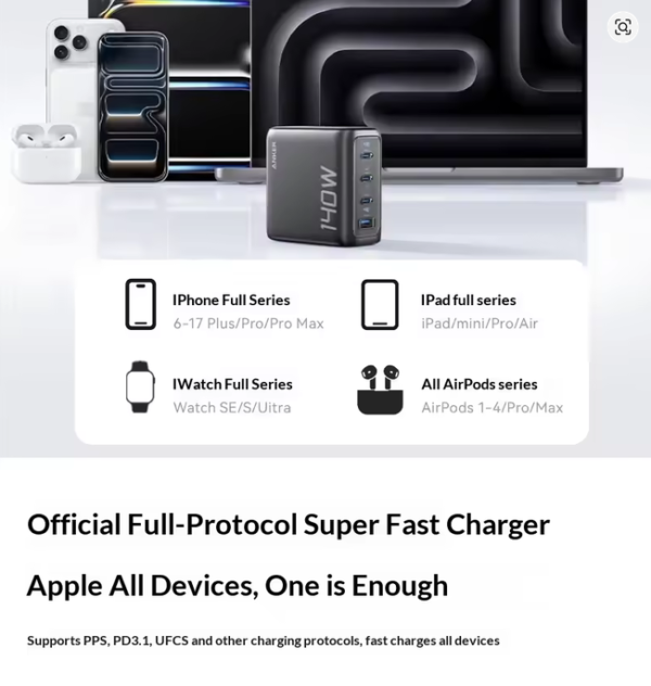 Anker GaN Charger AI Display Screen 140W Four-Port Fast Charge