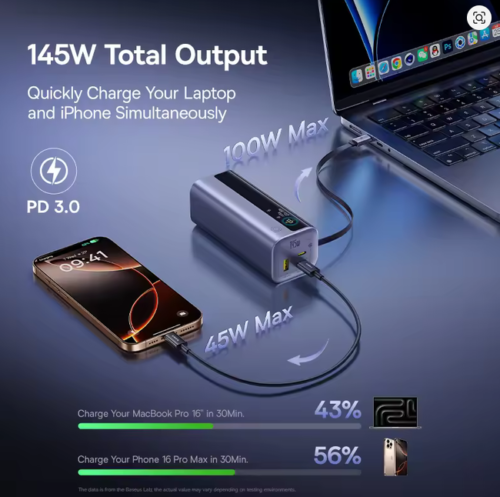 Baseus EnerGeek GR11 Power Bank with Retractable Cable