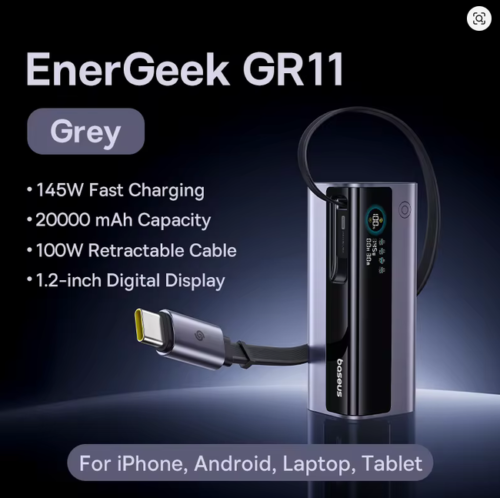 Baseus EnerGeek GR11 Power Bank with Retractable Cable