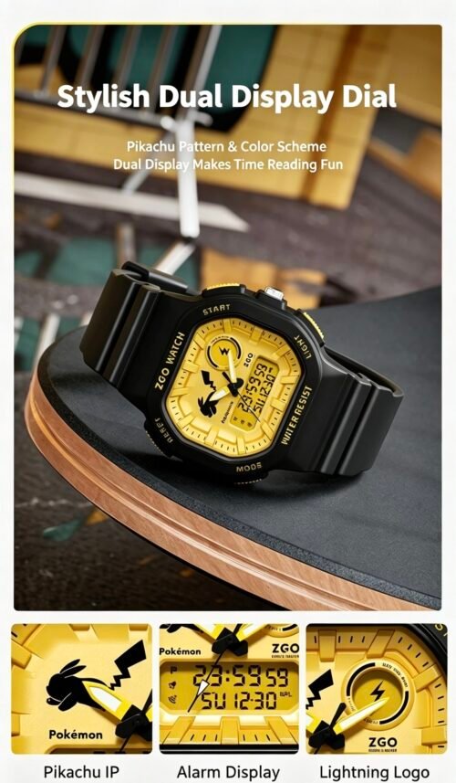 ZGO Pokémon collaboration Pikachu sports electronic watch