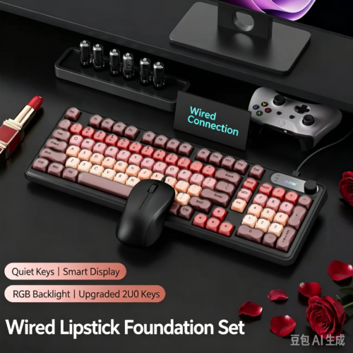BOW Wireless Tri-Mode Bluetooth RGB Silent Keyboard and Mouse Set