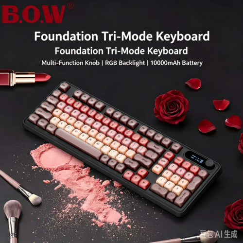 BOW Wireless Tri-Mode Bluetooth RGB Silent Keyboard and Mouse Set