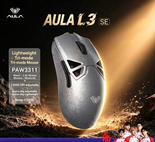 AULA L3 Tri-Mode Wireless Mouse – Carbon Fiber Composite Hollow-Shell Mouse