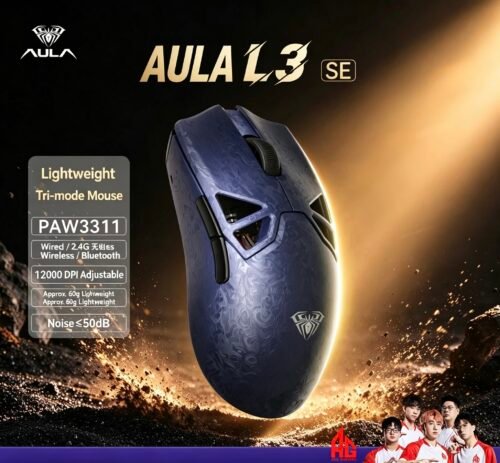 AULA L3 Tri-Mode Wireless Mouse – Carbon Fiber Composite Hollow-Shell Mouse