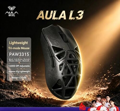 AULA L3 Tri-Mode Wireless Mouse – Carbon Fiber Composite Hollow-Shell Mouse