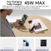 MIIIW Digital Display Fast Charging Power Bank 45W 10000mAh Large Capacity Built-in 70cm Retractable Cable Power Bank Chargers