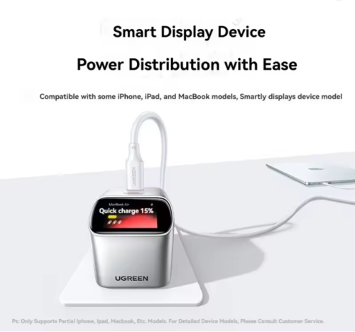 UGREEN X740 45W GaN Charger with Smart Screen Display Folding Pin USB-C Adapter for Phone Tablet Laptop