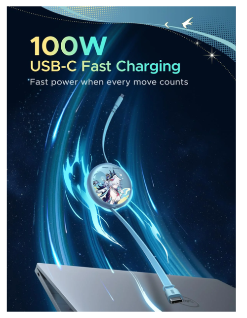 UGREEN Nexode Retractable USB-C Cable Honkai: Star Rail Edition