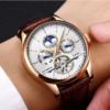 LIGE Men Watches Automatic Mechanical Watch Genuine Leather Waterproof Multifunctional Luxury Man Watch