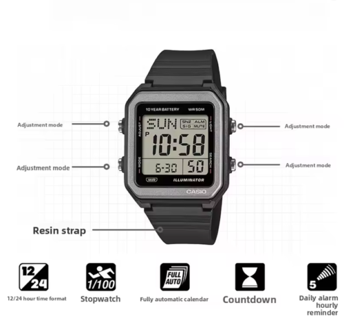 CASIO W-221H-1A/8A Unisex Retro Sports Digital Watch
