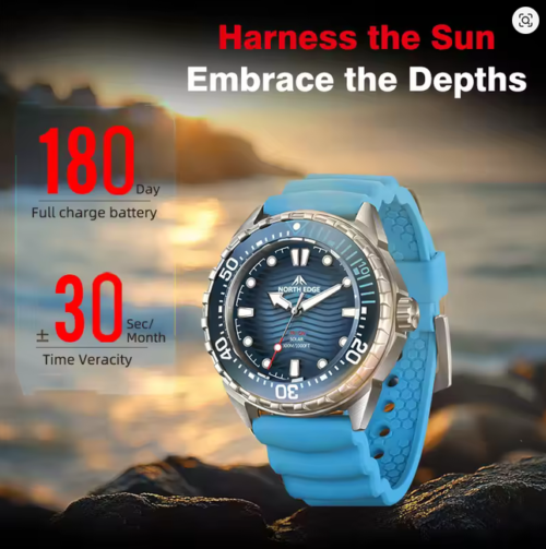 North Edge Triton Diving Watch Solar Powered Quartz Watch