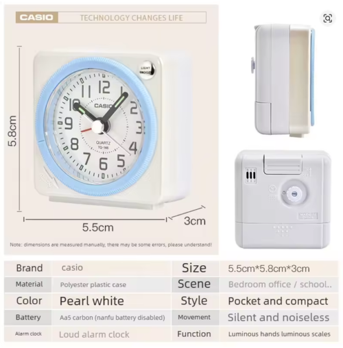 Casio TQ-146-7PF Small Analog Alarm Clock