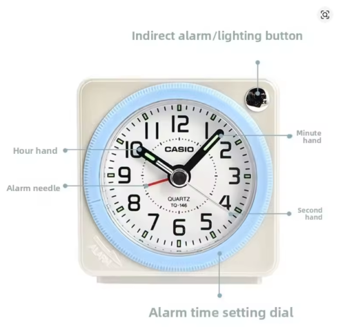 Casio TQ-146-7PF Small Analog Alarm Clock