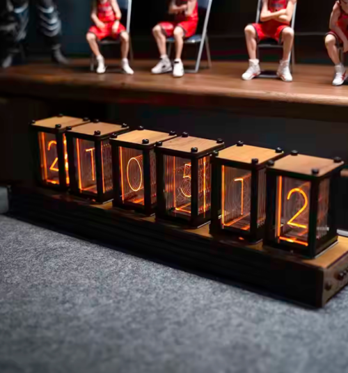 Luxury Nixie Glow Tube Clock Wood DIY Table Clock