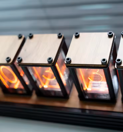 Luxury Nixie Glow Tube Clock Wood DIY Table Clock