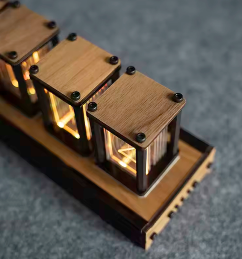 Luxury Nixie Glow Tube Clock Wood DIY Table Clock