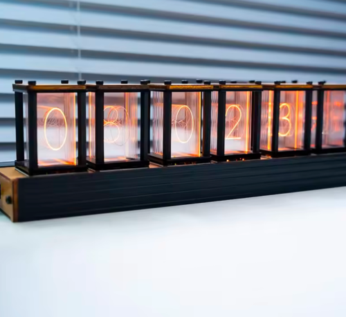 Luxury Nixie Glow Tube Clock Wood DIY Table Clock