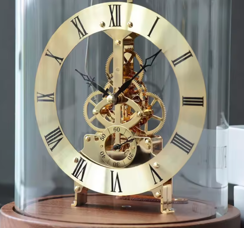 Mechanical Desk Clock Metal Wood Office Table Clock