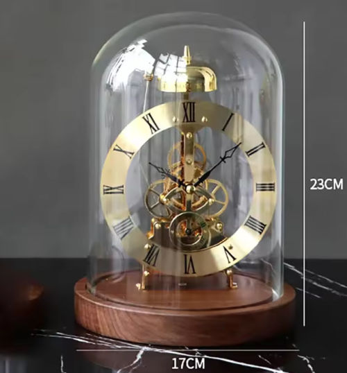 Mechanical Desk Clock Metal Wood Office Table Clock