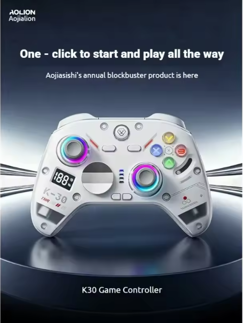 AOLION K30 1000Hz TMR Hall Joystick Tri Mode Wireless Controller Dual Trigger for PC Switch iOS Android